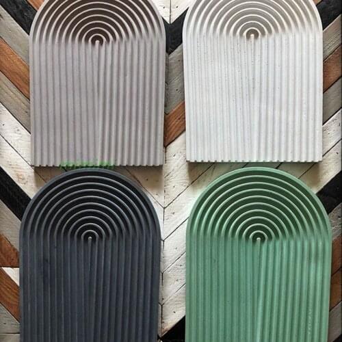 Water Ripple Design Arched Concrete Coaster Silicone Mold Tray Mold Wave Tray Cement Clay Epoxy Resin Mold