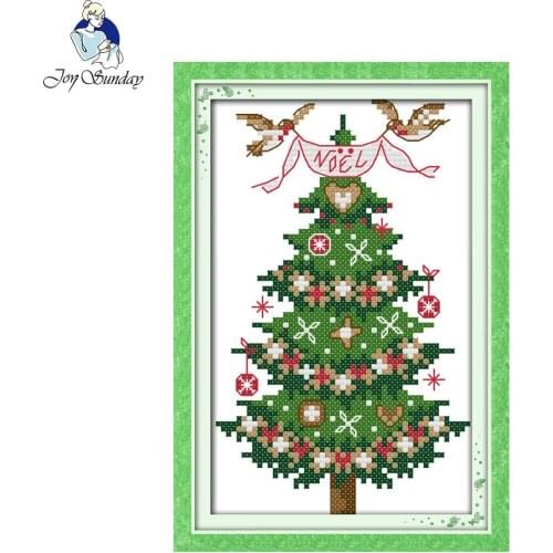 Joy Sunday Christmas tree Counted Printed Patterns 11CT 14CT Chinese Cross Stitch Kits Needlework Embroidery Home Decoration