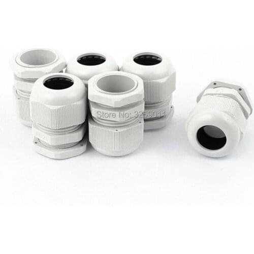 50PCS Cable Glands PG 21 Black White Waterproof Adjustable Nylon Connectors Joints With Gaskets 13-18mm For Electrical Appliance