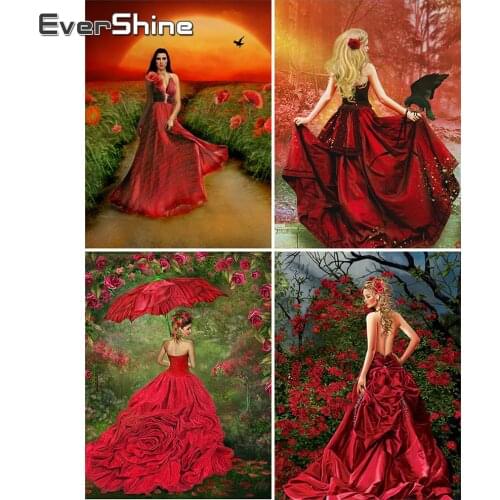 EverShine Diamond Painting Full Drill Square Portrait Diamond Embroidery 5D Woman Picture Of Rhinestones Mosaic Wall Art