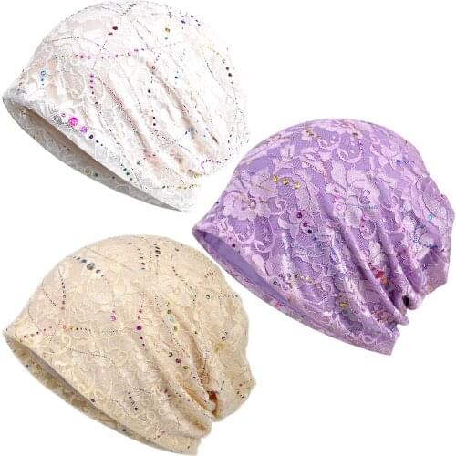 Kayier Fashion Beanies Lace Hats Chemo Caps Cancer Headwear Skull Cap Turban Knitted hat for Women and Men