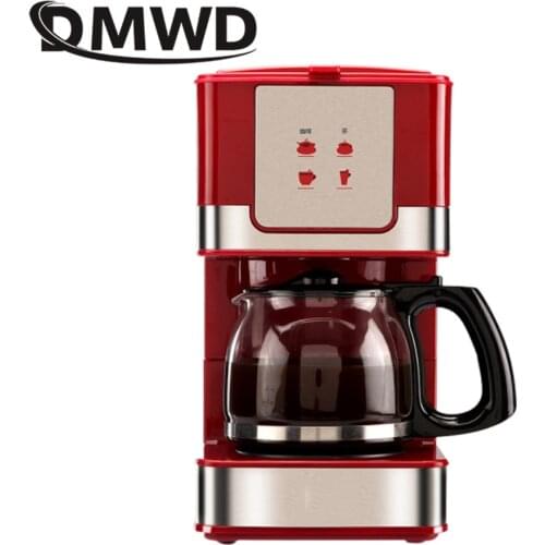 DMWD 220V/50Hz 550W 600mL/six cups Capacity Vapour Drip Coffee Maker Practical Mini Red Coffee Machine Heat-resistant Glass Pot