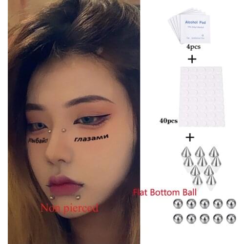 2021 Fake Smiley Piercing Fake Nose Ring Eyebow Ring Dimple Sticker Face Piercing Body Jewelry Stainless Steel Lip Stud