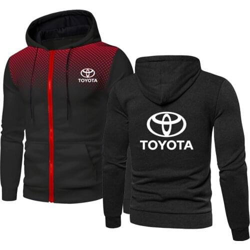 NEW High Quality Casual Men Zip Jacket Toyota Car Logo Printing Men casual wear Spring Autumn Dots Cotton Men jackets