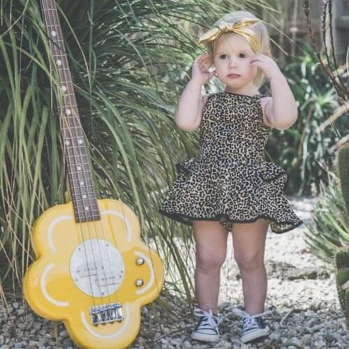 2020 Summer Princess Dress Newborn Baby Girl Dress Toddler Kids Baby Girls Strap Ruffles Leopard Print Princess Dress Clothes