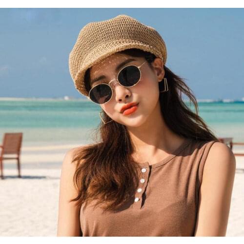 Fashion Octagonal Beret Women Sun Hat Painter Cap Outdoor Travel Beach Hats Light Breathable Summer Visor Sun Caps Femme Retro