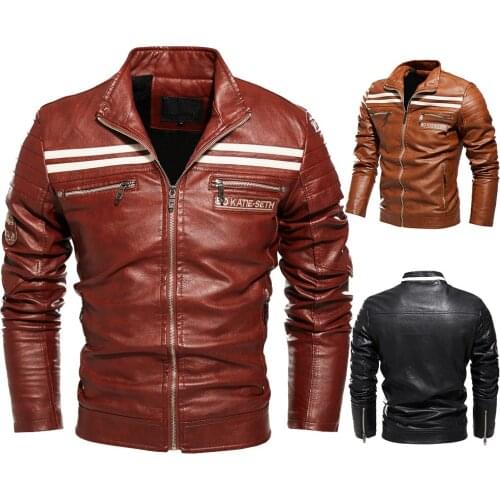 Men 2021 Autumn New Brand Coat male Casual Motor Distressed PU Leather Jacket Mens Winter Vintage Outwear Faux Leather Jackets