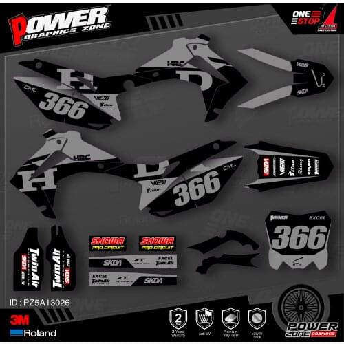 PowerZone Custom Team Graphics Backgrounds Decals 3M Stickers Kit For HONDA 2014-2017 CRF250R 2013-2016 CRF450R 026