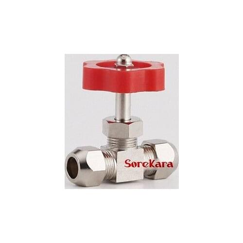 Nickel-Plated Brass Plug Needle Valve Compression fitting Fit for Tube O/D 6mm Max Pressure 0.8 Mpa