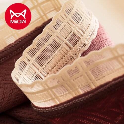 MiiOW Womens Underwear Womens Pure Cotton Antibacterial Cotton Crotch Adult Lace Womens Middle Waist Breathable New Briefs
