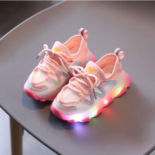 2021 New age season boy female childrens shoes sports shoes LED flash children shoes baby/children