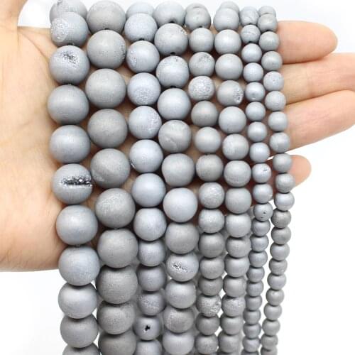 Oameusa Round Natural Gorgeous Matte Fancy Rock Volcano Loos Beads Stone Beads for DIY Jewelry Making 15"