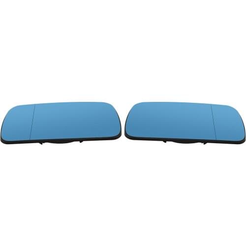 One Pair of Blue Wing Mirror Glass Rearview Heated Mirror Glass with Wide Angle Replacement for BMW E46 E39