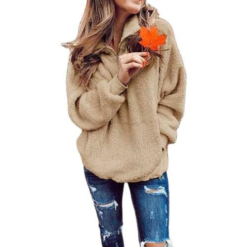 Spot new products for fall/winter hot sale womens high-quality double-sided fleece plus size sweater stand-up collar sweater