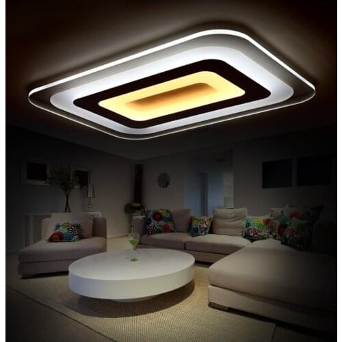 Slim Acrylic Rectangle & Square LED Ceiling Light Living Room Bedroom Study Den Dining Hall Patio Ceiling lamp 110-240V
