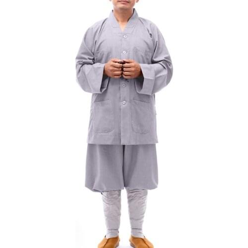 Unisex 3color blue/grey/yellow Spring&Summer high quality buddha clothing lay suits zen Buddhist shaolin Monk kung fu uniforms