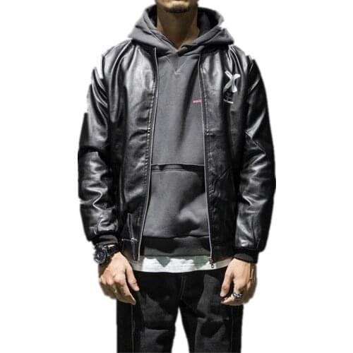 2019 spring workwear leather jacket youth casual jacket / Japanese black wall wind personality mens jacket