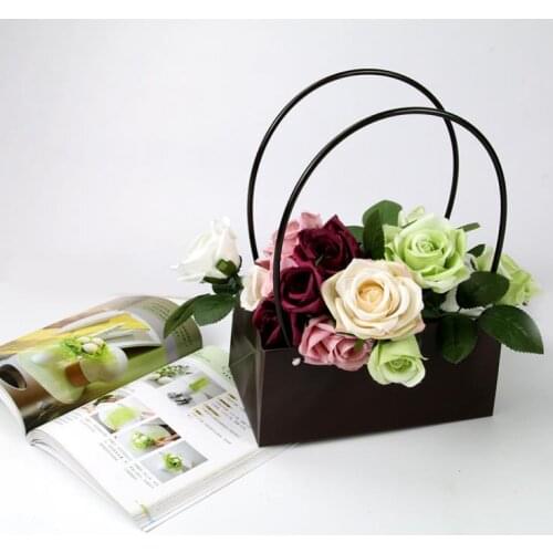 Waterproof PVC Flower Bag Basket Flower Plastic Gift Packaging Box Wholesale Free Shipping SN3790