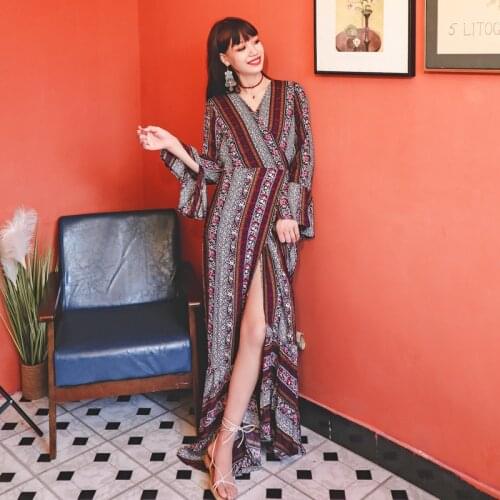 XL Eid Mubarak Abaya Kaftan Dubai Maxi Dresses Abayas For Muslim Woman Printed Petal Sleeve Full Length Dress Islamic Clothing