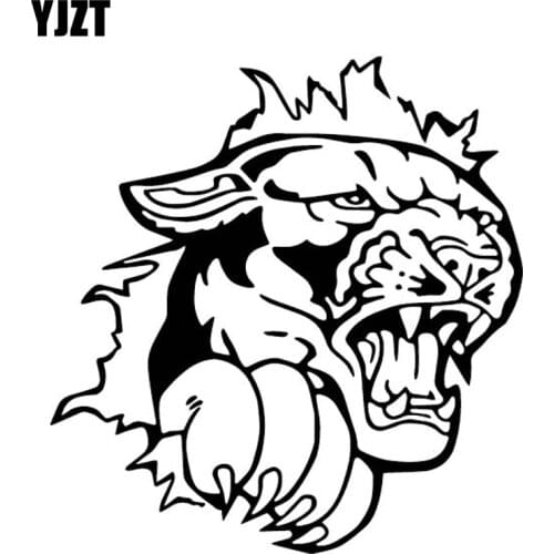 YJZT 16.3CM*17.2CM Ferocious Tiger Vinyl Decal Personality Decoration Body Of Car Car Sticker Black/Silver C4-1162