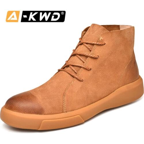 Winter Men Boots PU Outdoor Snow Ankle Boots High Top Sneakers Male Lace Up Anti-slip Booties Plus Size 38-47 Zapatos De Hombre