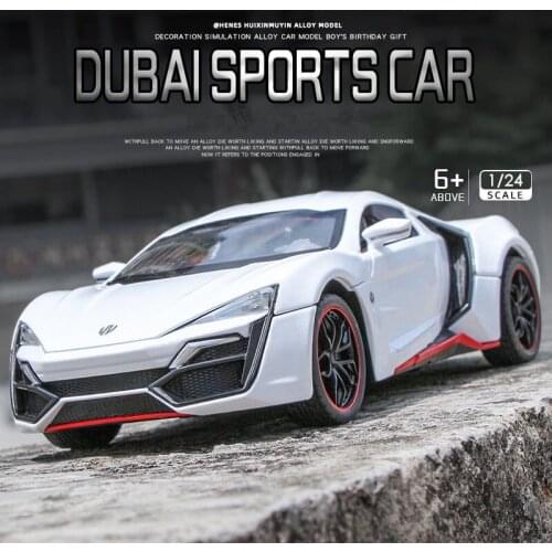 Large Size 1:24 Lykan Hypersport Sports Alloy Car Model Diecast Metal Toy Car Model Sound and Light Collection Toy For Kids Gift
