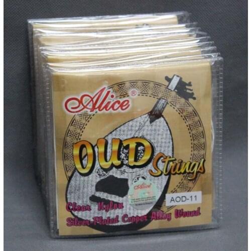 10 Sets Alice AOD-11 Clear Nylon Silver Plated Copper Alloy Wound 11-String Oud Strings