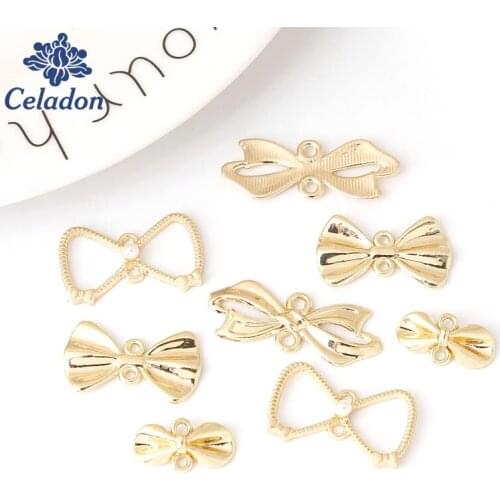 10pcs Hollow Bowknot Hole 1.5mm Size Shape Metal Charms Jewelry Earring Findings for DIY Necklace Bracelet Earring Making