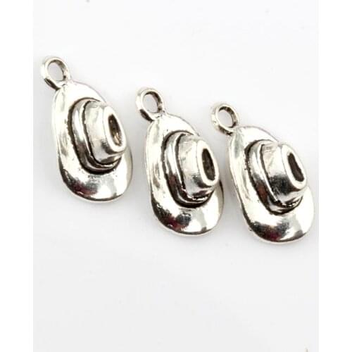 MIC 12 pcs Zinc Alloy 3D Cowboy Hat Charms Pendants Beads 8mmx16.5mm DIY Jewelry (nm185)