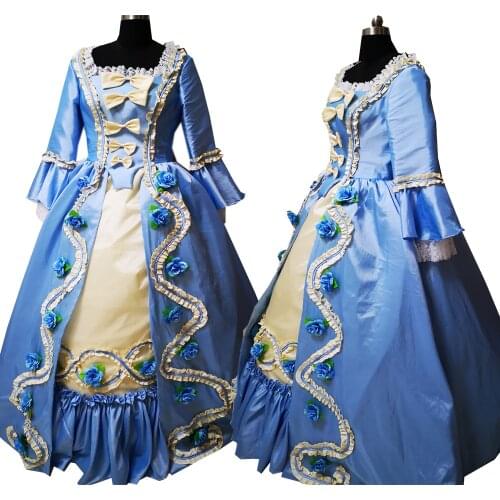 2020 New blue victorian Halloween Cosplay dress Colonial Georgian Renaissance Gothic Historical dress D-531