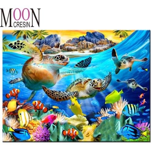 2021 Diy Diamond Mosaic Full Square Round Drill Diamond Painting World Sea Fish Diamond Embroidery Cross Stitch Rhinestone Home