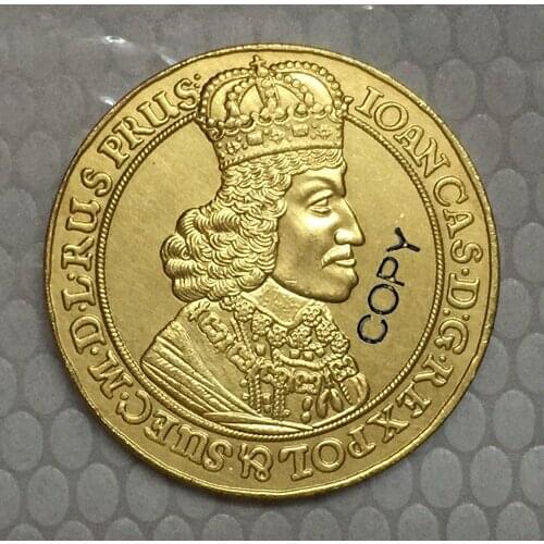 24-k Gpld-Plated 1649-1668 Poland coins COPY 32mm