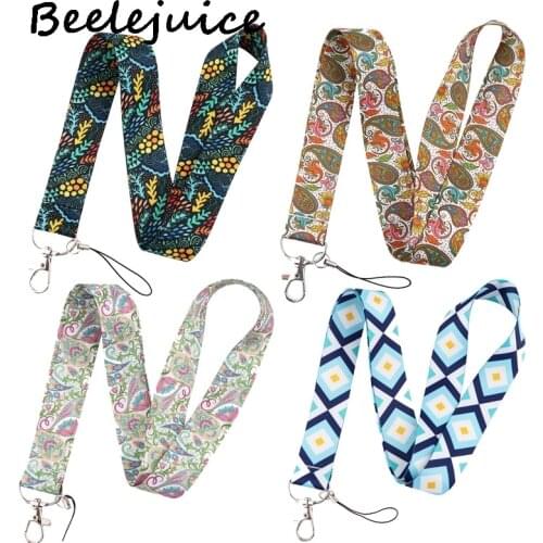 24pcs Bohemian style Leaves Neck Keychain Necklace Webbings Ribbons Anime Neck Strap Lanyard ID badge Holder Keychain Lanyards