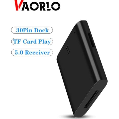 VAORLO 30 Pin Dock Receiver Bluetooth Adapter For Speaker Stereo Music Wireless Adapter Support TF Playing Adaptor
