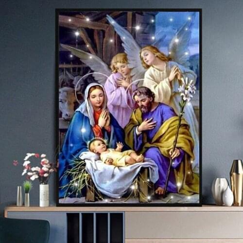 Diamond Painting Cross Stitch Religious 5D DIY Full Drill Diamond Embroidery Resin Diamond Mosaic Handmade Art Home Decoration