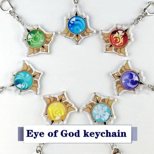 Anime Jewelry Game Genshin Impact Cosplay DIY Accessories Project Elements Eye of God Pendant Halloween Acrylic Keychain Xmas