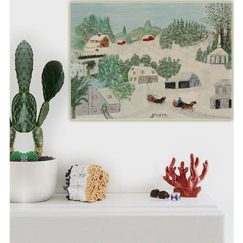 Anna Mary Robertson Grandma Moses《Soft snow》Canvas Oil Painting Art Aesthetic Picture Poster Wall Hanging Decor Home Decoration