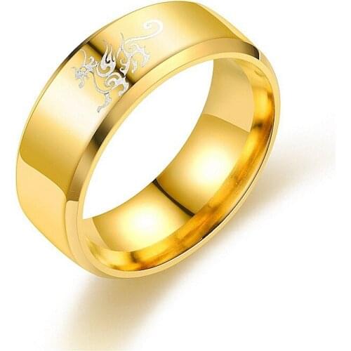 BAECYT Jewelry 8mm New Punk Ring For Lover Vintage Engagement Dragon Steel Ring For Men Women Wedding Rings Factory Wholesale