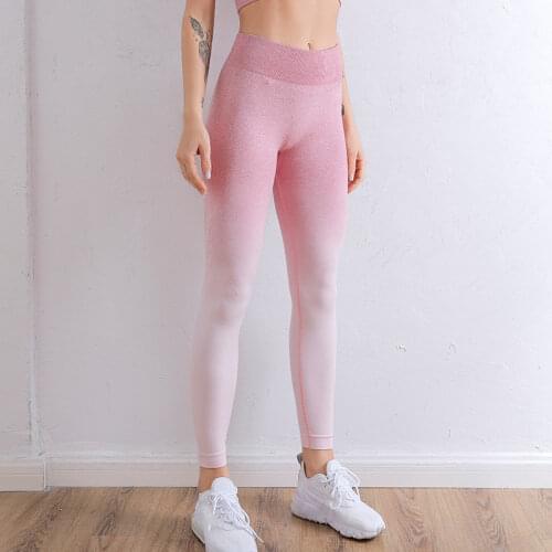 Seamless Gradient Yoga Pants Push Up Leggings Women Sport Fitness Yoga Leggins mujer High Waist Squat Proof Sports Tight Workout