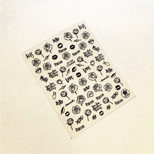 CB-200 CB-201 Rose red lips 3D Back glue Nail Art Stickers Decals Sliders Nail ornament decoration