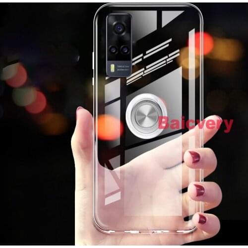Case for VIVO Y31 2021 Cover Magnetic Car Finger Ring Holder Soft TPU Shockproof Case for Vivo Y 31 Y31 2021 Coque
