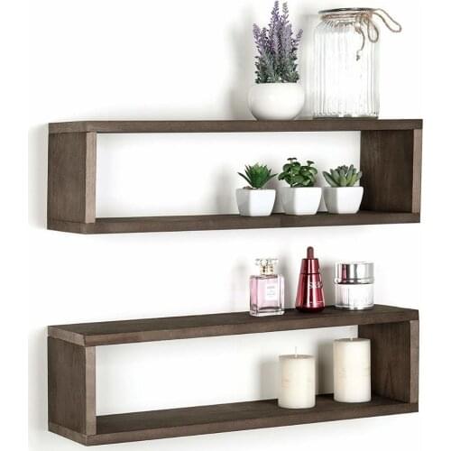 Rustic Wood Wall Mounted Shelf Decorative Organizer Storage Box Nordic Bookshelf Kitchen Bathroom Rack Home Decor Cocina Etagère