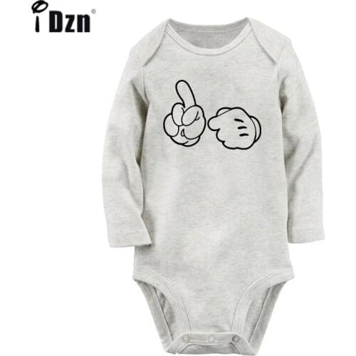 Cool Don't Mess With Me Be Careful Fist Red Stop Hand Gestures Printed Newborn Baby Outfits Long Sleeve Jumpsuit 100% Cotton