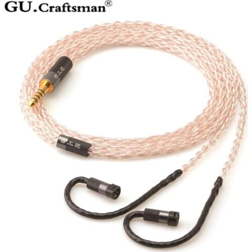GUcraftsman 5N OFC silver 8-core IE8 IE8i IE80 IE80s HIFI 2.5mm/4.4mm Headphone upgrade cable