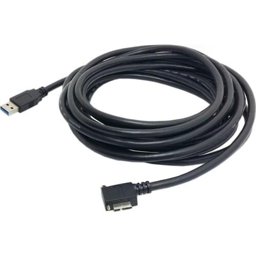 USB 3.0 A Male to Micro B Left Angled 90 Degree Cable With Locking Screws for Nikon D800 D800E D810 16ft 5m