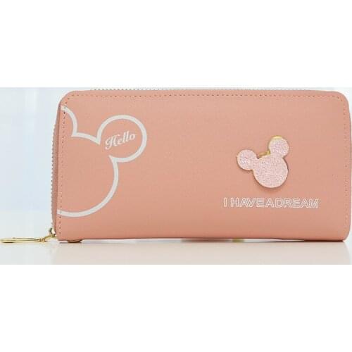 Wristlet Wallet Women Wallets Long And Short Mickey Clutch Coin Purse Trendy Slim Zipper Money Bag PU Leather Purse Card Holder
