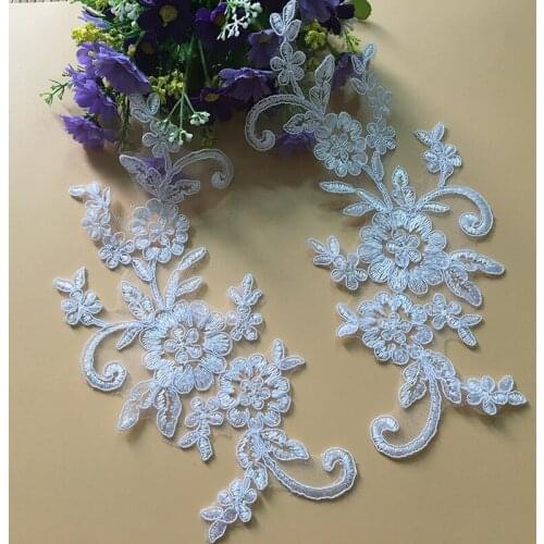 Beautiful Lace Appliqued Embroidered Venise Floral Neckline Neck Collar Trim Clothes Sewing Applique For Wedding Veil