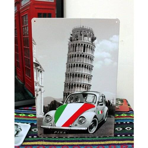 50pcs/lot Metal Sign shabby chic Feehsipping+Metal sign Shabby chic Pisa Taxi Tin decorative wall plaque gift F-28