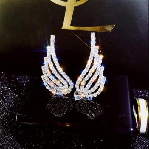 Fashion Temperament Accessories Angel Wings Super Flash Earrings Korean Personality Earrings Wild Earring Friends Wedding Gift