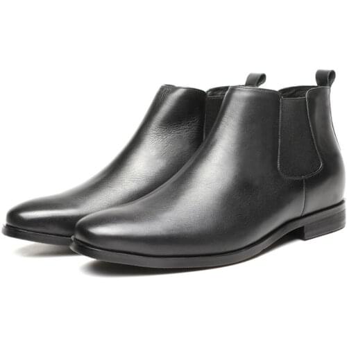 Chelsea Winter Black Mens Boots Shoes Work Boots Fashion Designer Shoes Men Add Velvet Slip-On Genuine Leather